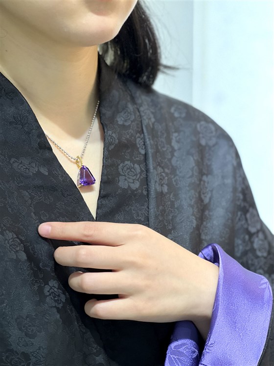 珍石轩意大利手工银紫水晶吊坠