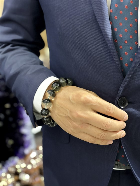 珍石轩赞比亚料天然绿幽灵手链