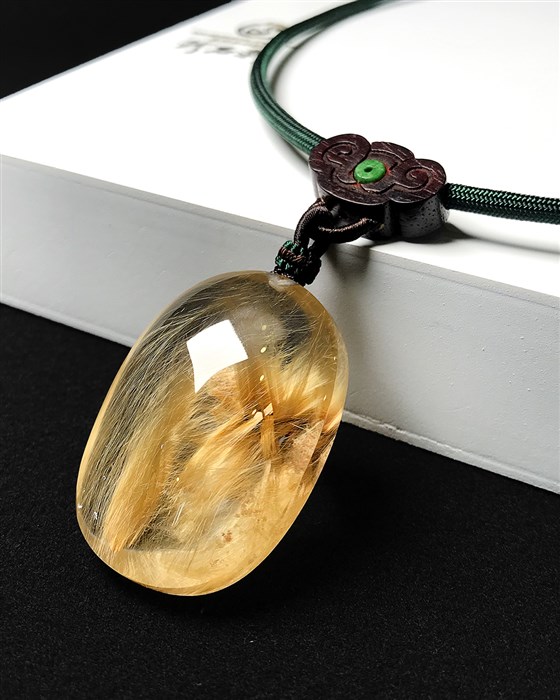 珍石轩天然水晶世家天然金发晶吊坠