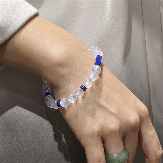 珍石轩天然水晶世家7mm月光石手链 (4)