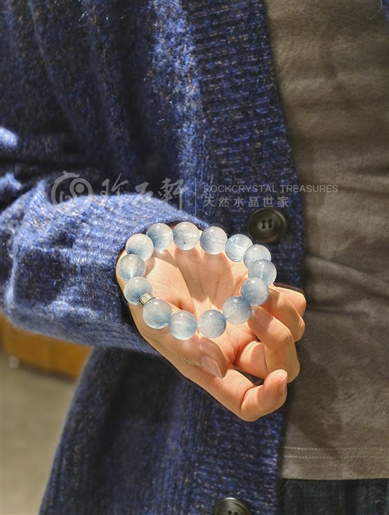 珍石轩15mm天然蓝兔毛水晶手链 (5)
