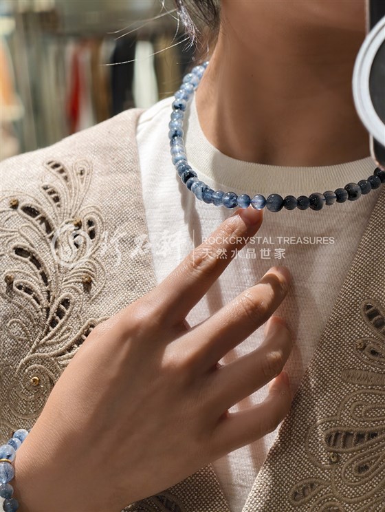 珍石轩6-8mms925蓝兔毛项链 (5)