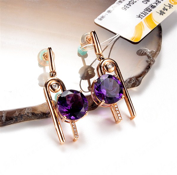 G18K金镶乌拉圭天然紫水晶耳环