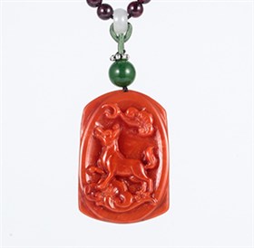 天然南红玛瑙雕刻件十二生肖狗《旺财》链坠