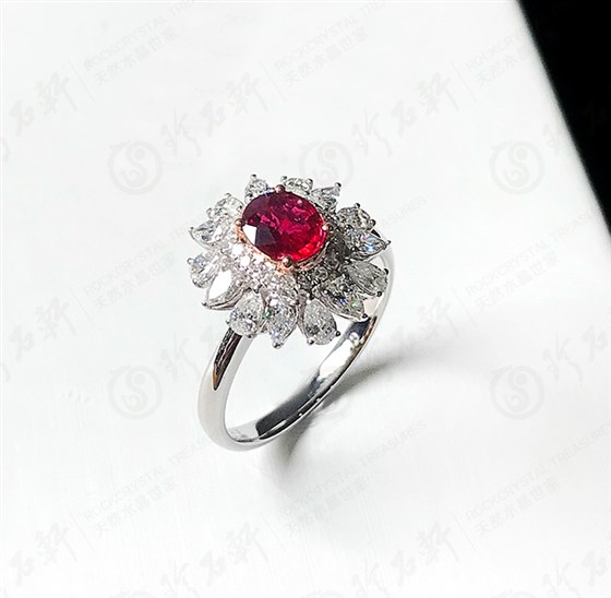 珍石轩G18K金镶鸽血红红宝石戒指结缘价19280主石0.55CT01