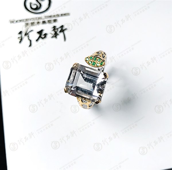 S925银镶白水晶戒指设计师款