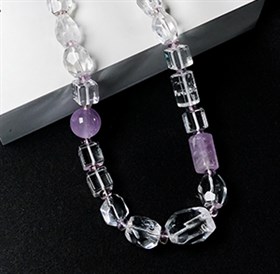 随形白水晶间紫水晶项链