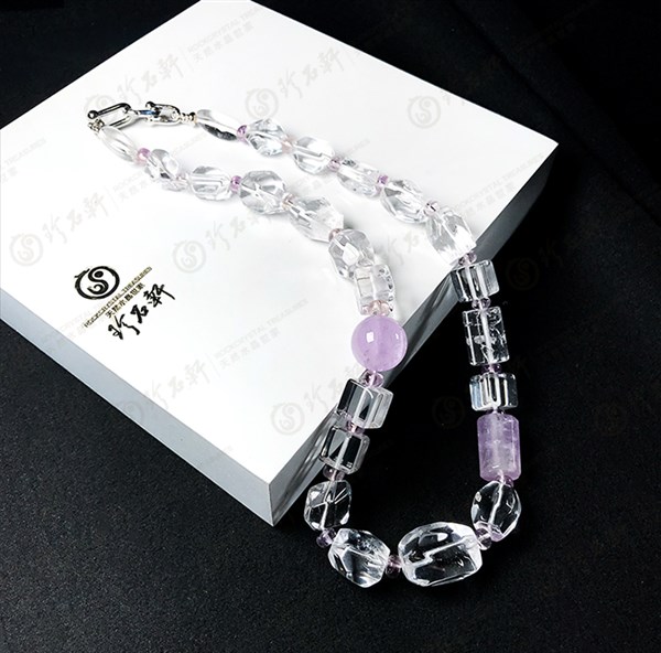 随形白水晶间紫水晶项链