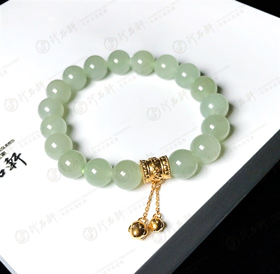 珍石轩足金和田玉晴水手链01