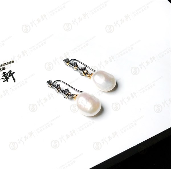 S925意大利手工银镶珍珠耳钉