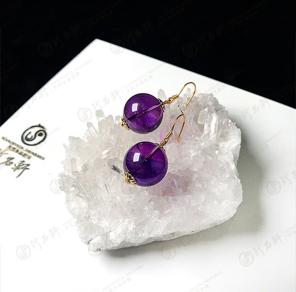 S925银镶天然紫水晶耳环