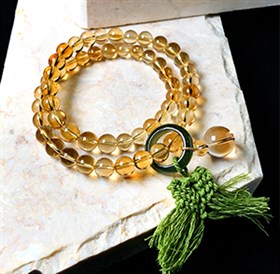 天然黄水晶两圈珠串