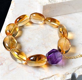 16x18mm黄水晶随形手链