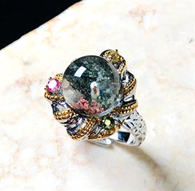 意大利手工银镶彩幽灵戒指