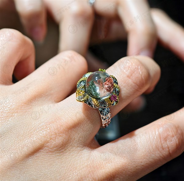 意大利手工银镶彩幽灵戒指