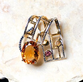 S925意大利手工银黄水晶吊坠