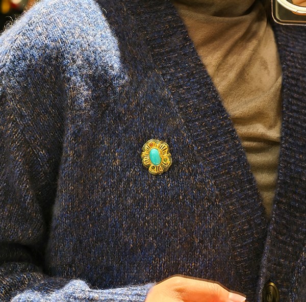 意大利手工银镶天然绿松石吊坠