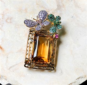 S925意大利手工银黄水晶吊坠