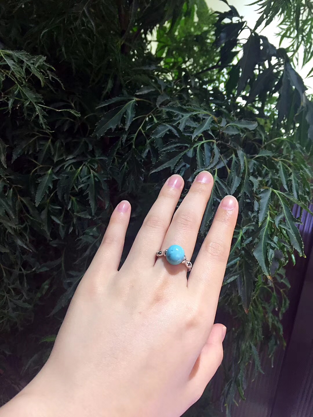 珍石轩天然水晶绿松石戒指