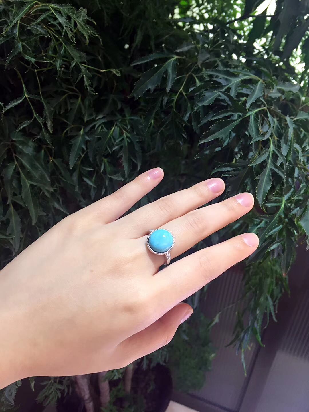 珍石轩天然水晶绿松石戒指