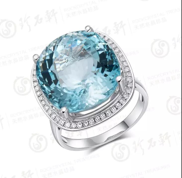 珍石轩天然水晶海蓝宝戒指晚宴礼服怎么搭配水晶才能穿出高级感？