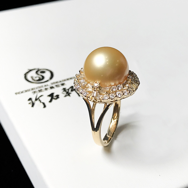 G18K南洋金珍珠戒指珍石轩天然水晶世家