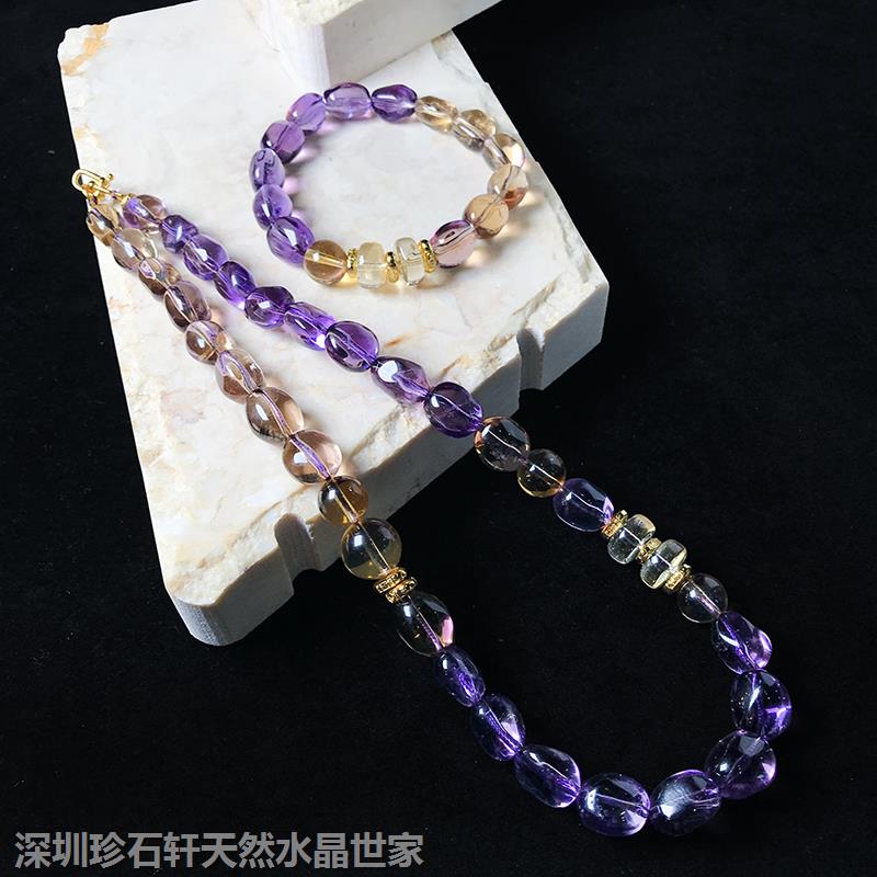 一口价2988元9x13mm紫黄晶随型项链一口价1688元9x13mm紫黄晶随型手链 (2)