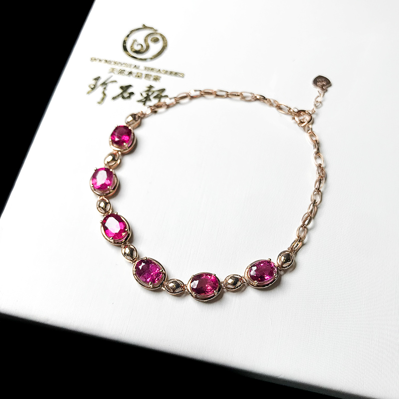 G18K红碧玺手链结缘价9680主石3.5CT (1)
