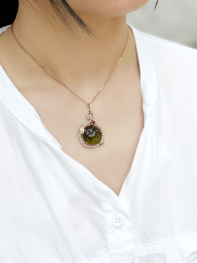 一口价29900元G18K绿碧玺吊坠 (3)