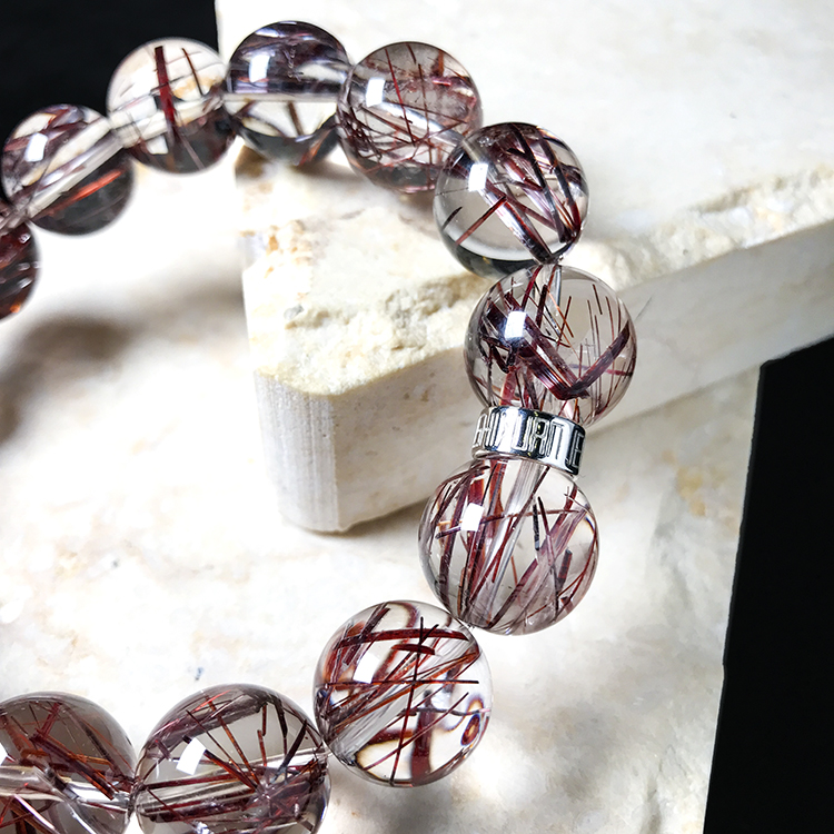 珍石轩天然水晶世家15mmS925红发晶手链 (3) 珍石轩天然水晶世家15mmS925红发晶手链 (3)