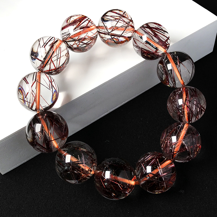 珍石轩天然水晶世家红发晶手链 