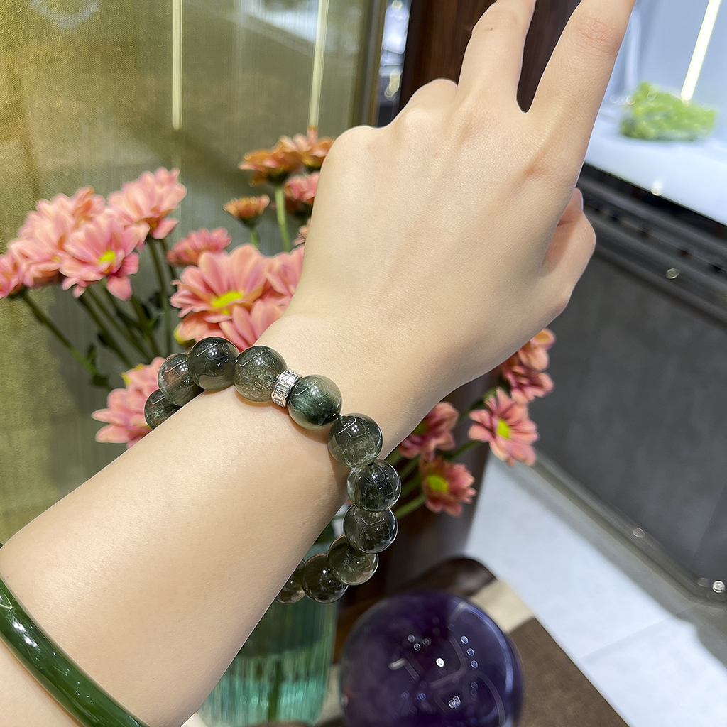 深圳珍石轩天然绿发晶手链 (5)