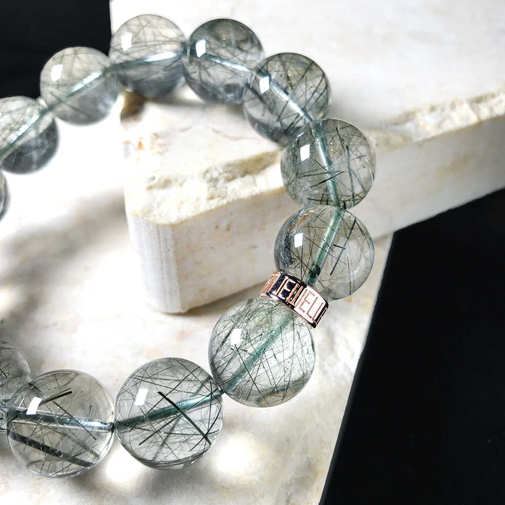 深圳珍石轩天然绿发晶手链 (3)