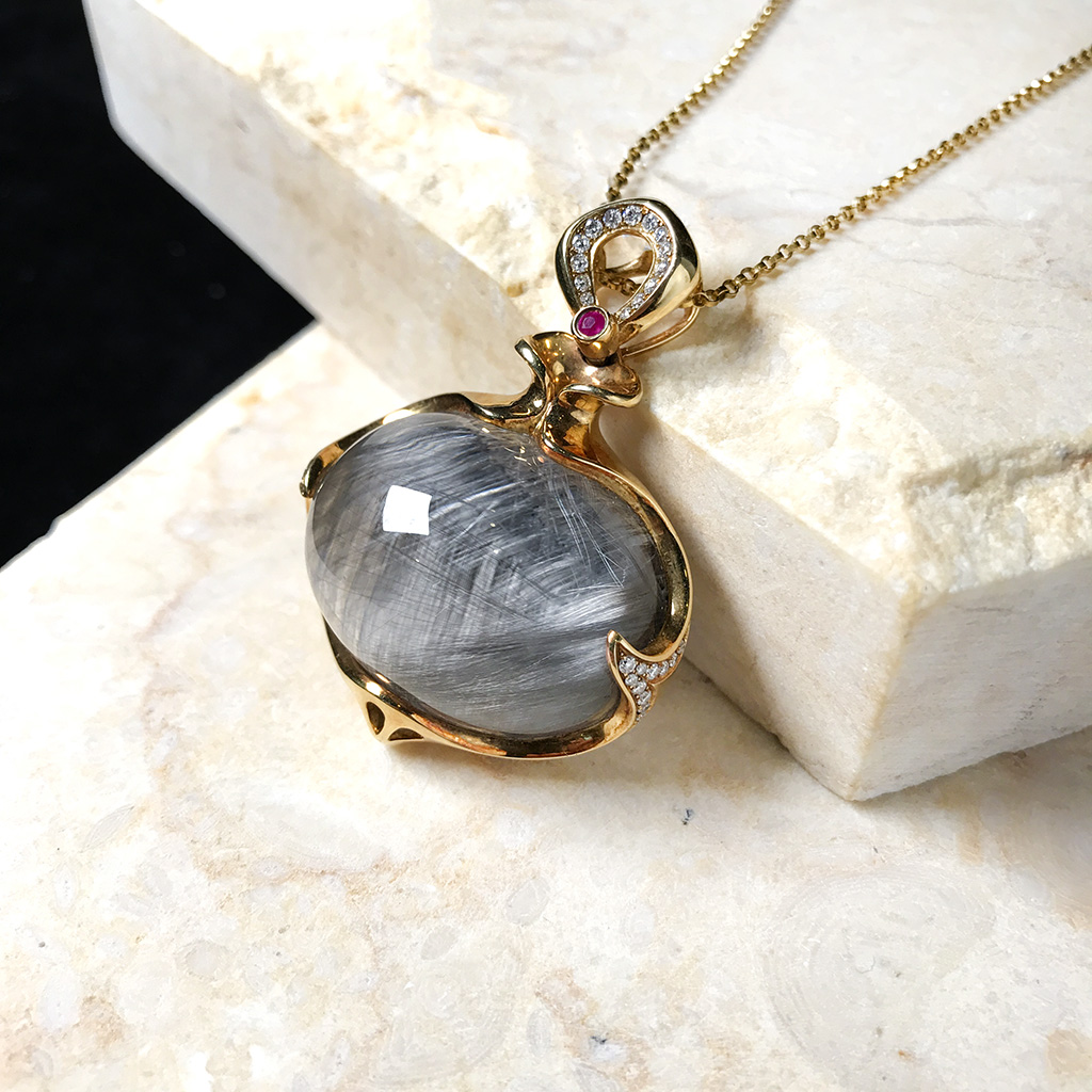 深圳珍石轩G18K黑银发吊坠 (3)