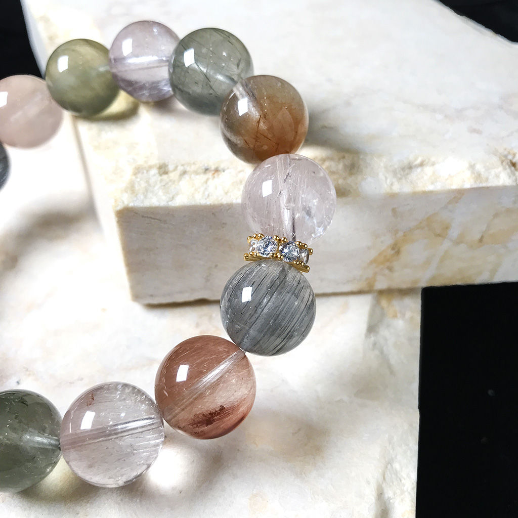 珍石轩天然水晶世家彩兔毛手链 (3)