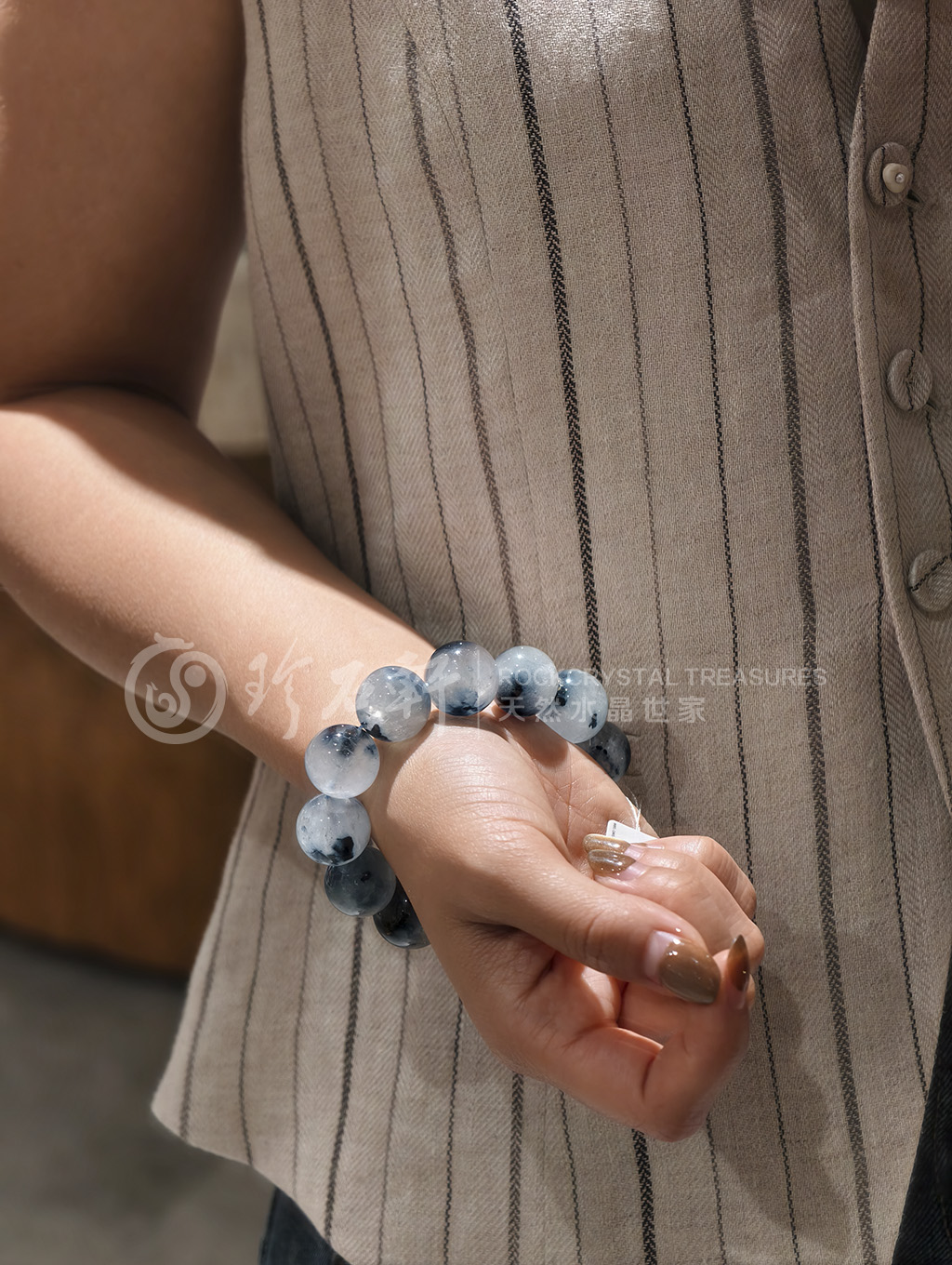珍石轩天然蓝兔毛手链 (8)