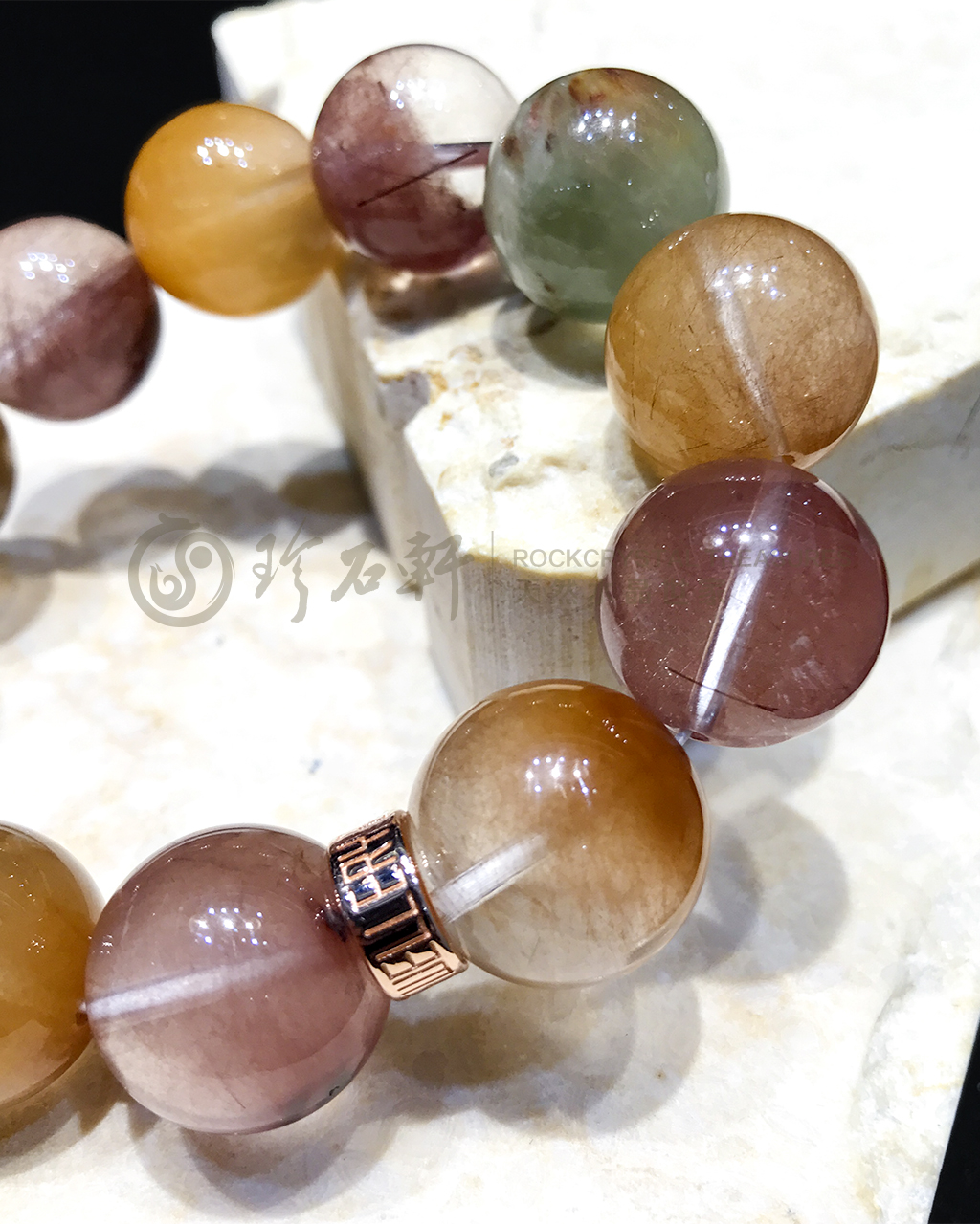 珍石轩天然水晶彩兔毛手链 (6)