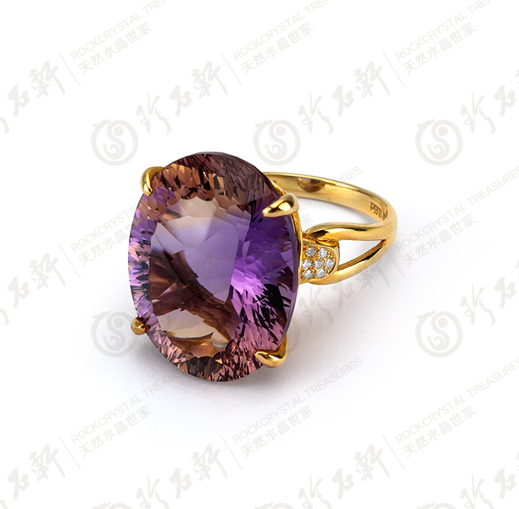 珍石轩G18K天然紫黄晶戒指 (2)