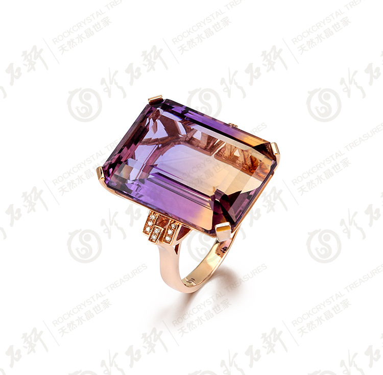 珍石轩G18K天然紫黄晶戒指 (1)