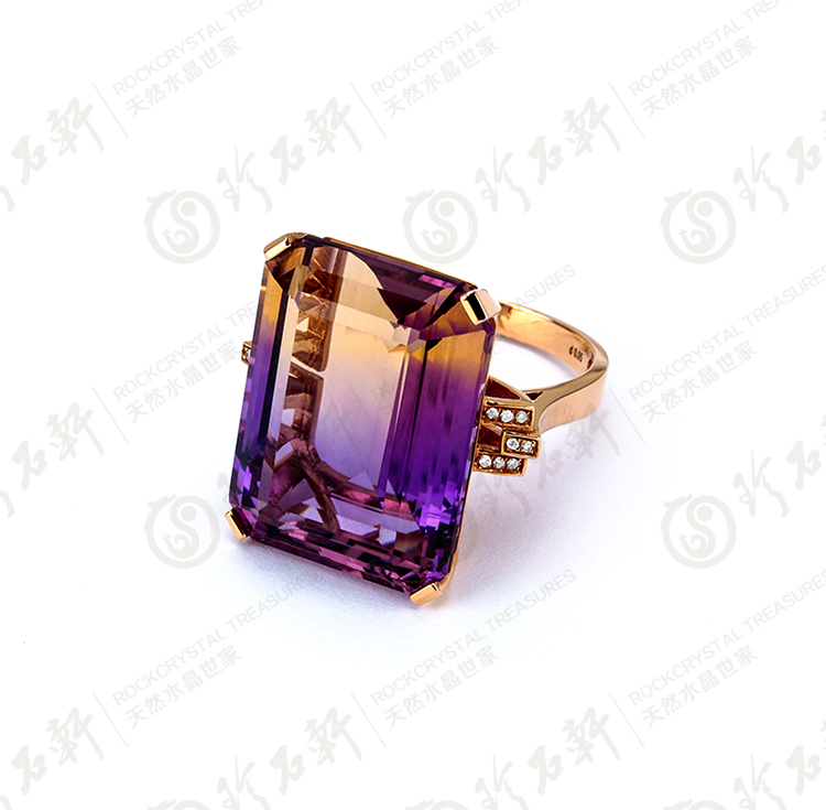 珍石轩G18K天然紫黄晶戒指