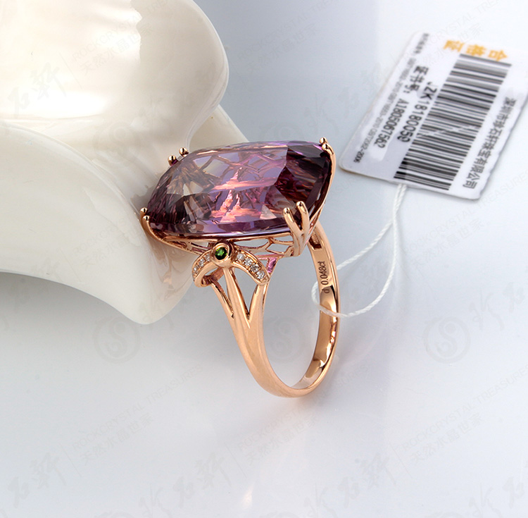 珍石轩G18K天然紫黄晶戒指
