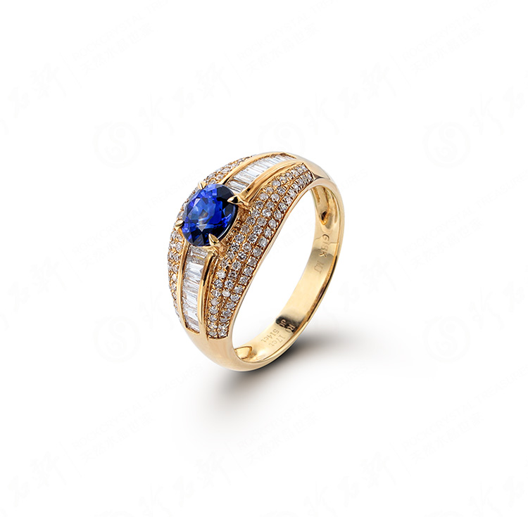G18K镶天然蓝宝石戒指