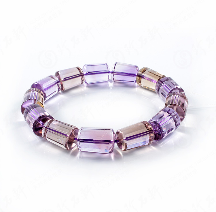 紫黄晶柱形手链