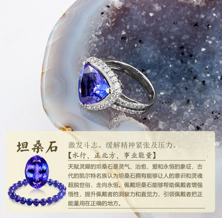 G18K金镶坦桑石戒指（藏品）