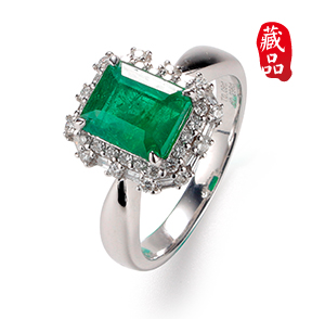 G18K金镶哥伦比亚天然祖母绿戒指(藏品）