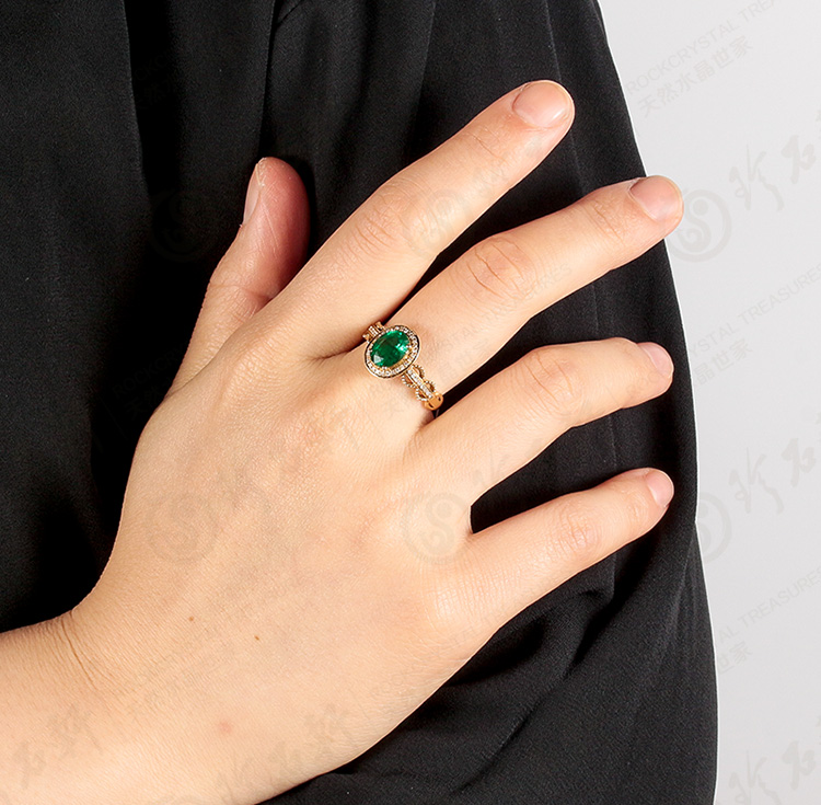 哥伦比亚天然祖母绿戒指G18K金伴镶钻石带珠宝鉴定证书08