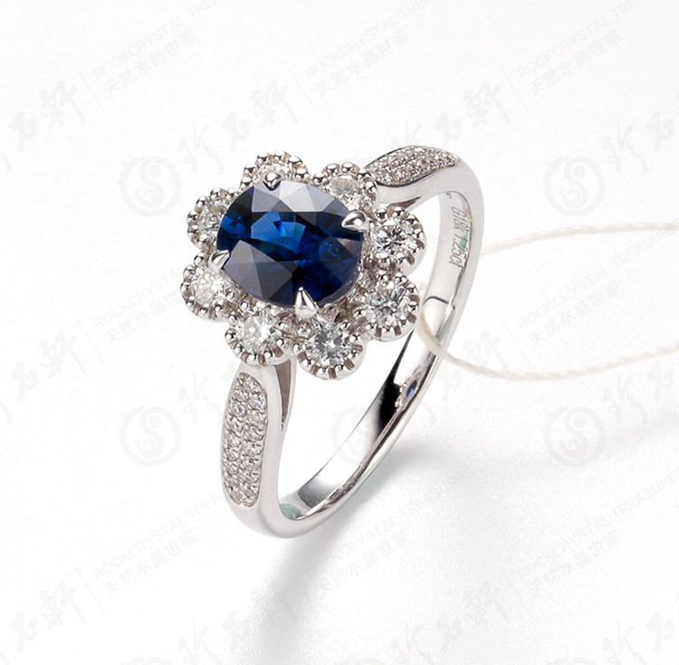 G18K镶斯里兰卡天然皇家蓝蓝宝石戒指