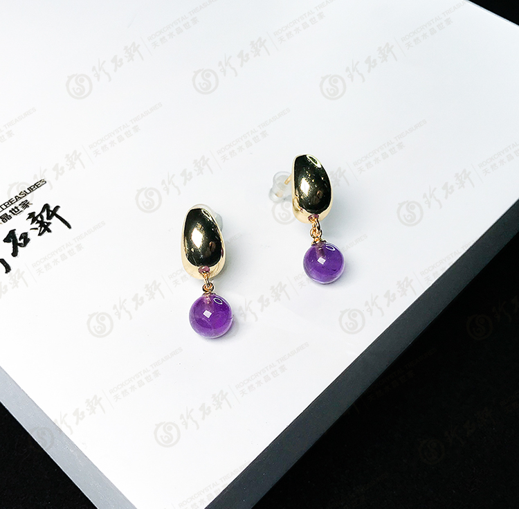 S925银镶天然紫水晶耳环