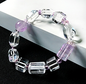 随形白水晶间紫水晶手链