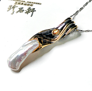 S925意大利手工银镶珍珠吊坠胸针两用款